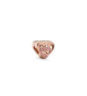 Fubena Rose Rengi Taşlı Kalp Charm