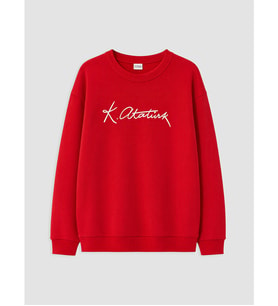 LCW Kids Kırmızı Atatürk İmzalı Erkek Çocuk Kalın Sweatshirt