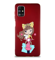 Samsung Galaxy M51 Soft Premier Kapak Vespagirl Tasarımlı Silikon Kılıf - Mürdüm (Şeffaf)