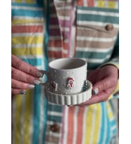 Kar Tanesi Temalı Mug Fincan (Krem)