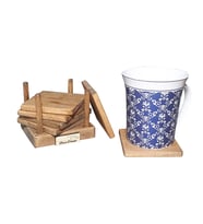 Barış Dizayn Doğal Ahşap Premium Standlı Bardak altlığı fincan altlığı çay tabağı (6lı set) Ceviz Vernikli