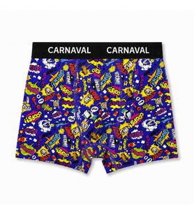 CARNAVAL Eğlenceli Yazılı Desenli Premium Pamuklu Erkek Boxer - Mavi Renkli
