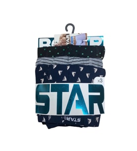 Giyim Star 106 Desenli Pamuklu Kemer Likralı 3'lü Boxer