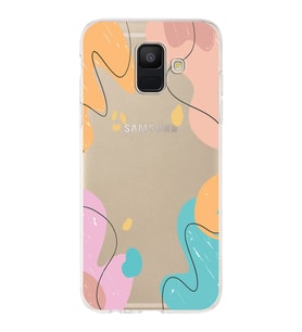 Samsung Galaxy A6 (2018) Uyumlu Kapak Karışık Renkler Tasarımlı Şeffaf Silikon Kılıf