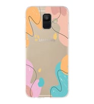 Samsung Galaxy A6 (2018) Uyumlu Kapak Karışık Renkler Tasarımlı Şeffaf Silikon Kılıf