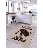 Bej Kaymaz Tabanlı My Kitchen My Rules Mutfak Halısı AR810
