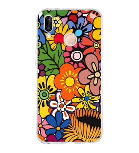PrintiFy Huawei P20 Lite ile Uyumlu 1mm Slim Fit Retro Renkler 2 Baskılı Şeffaf  Kılıf