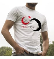 Ay Yıldız Atatürk Silüet Beyaz Tişört
