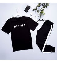 Alpha Siyah Eşofman Takımı Beyaz Şerit ES837/D-4