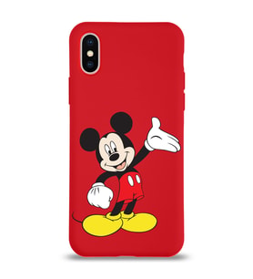 Apple iPhone X Uyumlu Lansman Kılıf Mickey Mouse Tasarımlı Altı Kapalı İçi Kadife Kaplı  Kapak (Şeffaf)