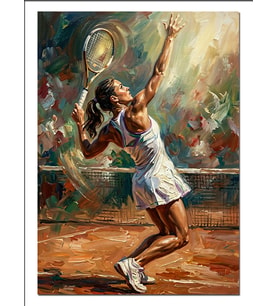 Tenis Oynayan Kadın Kort Zıplıyor Dekoratif Kanvas - Mdf Ahşap Tablo