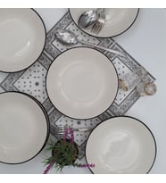 Anka 20 Cm Seramik Yemek Tabağı 6 Adet  (Siyah)