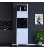 Modilayn JOLLY Ankastre Dolap (60x239.7x56 cm): 1 Çekmece, 3 Kapak, 4 Göz Raflı Mutfak, Kiler Dolabı