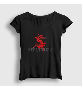 Presmono Kadın Siyah Logo V3 Sepultura T-Shirt 173297tt