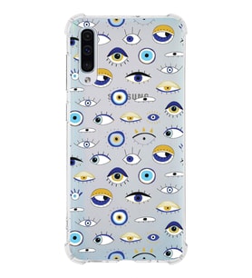 PrintiFy Samsung Galaxy A30S Uyumlu Nazar Boncuğu 2 Baskılı Şeffaf Köşe Korumalı Antişok Kılıf