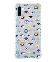 PrintiFy Samsung Galaxy A30S Uyumlu Nazar Boncuğu 2 Baskılı Şeffaf Köşe Korumalı Antişok Kılıf