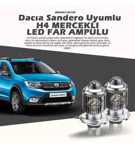 Dacia Sandero Için Uyumlu Şimşek Etkili Mercek Led Xenon Oto Ampulu Çift Renk