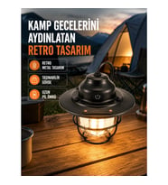 Mey İthalat® Dekoratif ve Fonksiyonel Taşınabilir Kamp Gece Lambası