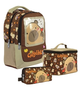 Capybara (Erkek Çocuk - Kahverengi) İlkokul Üçlü Çanta Seti - SETCPB5209A