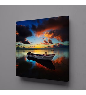 SAHİLDE KAYIK KANVAS TABLO 50x50cm (Karışık)
