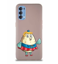 Oppo Reno 4 Soft Premier Kapak Bayan Puff Tasarımlı Silikon Kılıf - Pudra (Şeffaf)