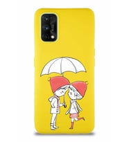 Realme 7 Pro Soft Premier Kapak Aşk Tasarımlı Silikon Kılıf - Sarı (Şeffaf)