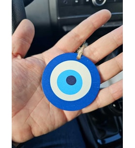 hebmeyy Ahşap Nazar Boncuğu Araba Içi Dikiz Ayna Süsü Hediyelik Eşya Oto Aksesuar (Mavi)