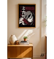 Attack on Titan Mikasa Anime Poster, Ahşap Çerçeveli Duvar Tablosu - Anime Severlere