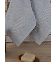Pamuklu 2'li 40x60 cm Waffle Desenli Renkli Lüks El Havlusu Seti Baveno (Açık Mavi)