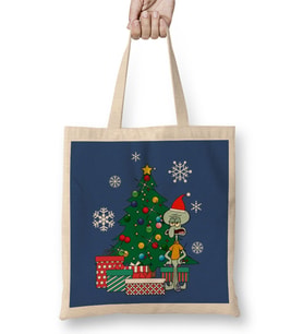 Squidward Tentacles Around The Christmas Tree Bez Çanta Uzun Saplı