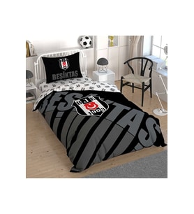 Beşiktaş Siyah Logo Tek Kişilik Nevresim Takımı Nevresim Takımı Lisanslı Nevresim Takımı (Siyah - Beyaz)