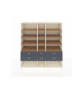 Kronos Dolap 12 Raflı 6 Çekmeceli  220x59x243 Aytaşı-Çam/Antrasit