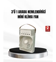 3’ü 1 Arada Mini Klima Fan USB Şarjlı, 7 Renk Gece Lambalı ve Nemlendirici