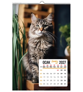 2027 DUVAR TAKVİMİ - KEDİ KONSEPT - 33X48 CM