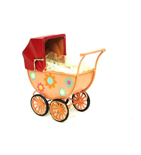 Dekoratif Metal Bebek Arabası Biblo Vintage Hediyelik