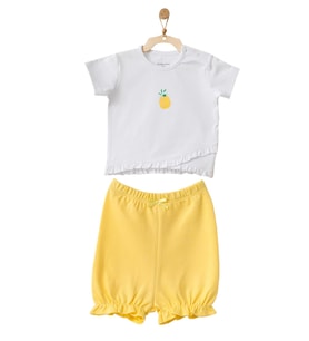 Andywawa Kız Bebek Ananas Desenli Alt Üst Sarı Şort Takım AC21633R