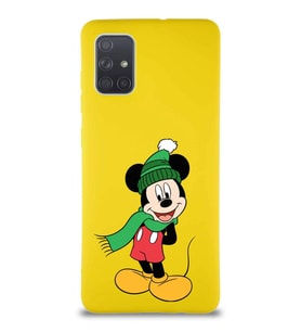 Samsung Galaxy A71 Soft Premier Kapak Mickey Mouse-G Tasarımlı Silikon Kılıf - Sarı (Şeffaf)