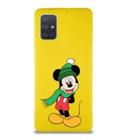 Samsung Galaxy A71 Soft Premier Kapak Mickey Mouse-G Tasarımlı Silikon Kılıf - Sarı (Şeffaf)