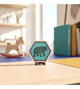 Ayı Desenli Masaüstü Aksesuarı, Modern Yaşam Alanlarınıza Estetik Dokunuş Katan Butik Bir Obje Tasarımı 10x10 cm, Turkuaz