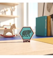 Ayı Desenli Masaüstü Aksesuarı, Modern Yaşam Alanlarınıza Estetik Dokunuş Katan Butik Bir Obje Tasarımı 10x10 cm, Turkuaz