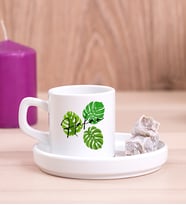Kişiye Özel Erkeğe Hediye Yapraklı İsimli Concept Türk Kahvesi Fincanı