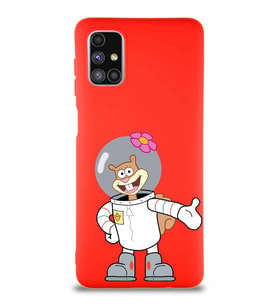 Samsung Galaxy M51 Soft Premier Kapak Sandy Tasarımlı Silikon Kılıf - Kırmızı (Şeffaf)