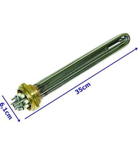 1/2"1.5 Parmak Krom Kafalı Isıtıcı Rezistans Termostatlı-50cm-15kW (Metal)