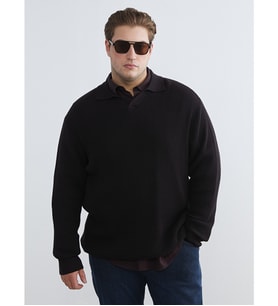 LCW Vision Kahverengi Polo Yaka Erkek Triko Kazak