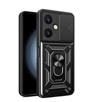 Durukar® Vivo Y27 Kılıf Pars Lens Yüzüklü Silikon - Siyah