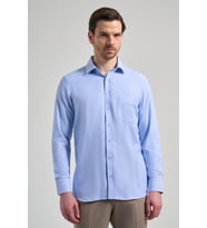 Mavi Sert Yaka Düz Classic Pamuklu Comfort Fit Gömlek 1004250213