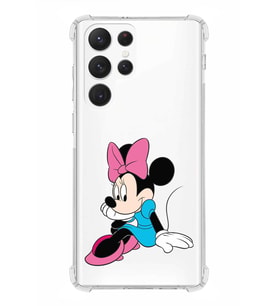 Samsung Galaxy S22 Ultra Uyumlu Köşe Korumalı Antişok  Kapak Minnie Mouse Tasarımlı Şeffaf  Kılıf