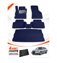 e-biz AUDİ A6 (2004-2008) Uyumlu EVA Oto Paspas Bagaj Paspası Dahil Metal Topukluklu Lacivert