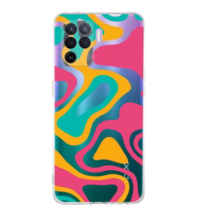 PrintiFy Oppo A94 Uyumlu Kamera Korumalı Renkli Desen Tasarımlı Şeffaf Silikon Kılıf