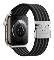 Apple Watch 44/45/46/49mm Kordon Kelebek Klipsli Naylon Kumaş Hasır Örgülü 133 2 (Siyah)